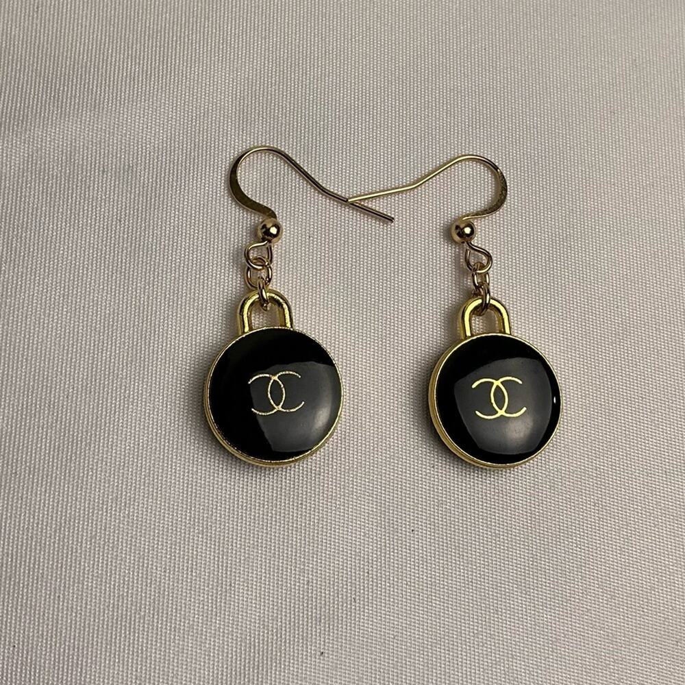 Chanel Black and Gold Earrings